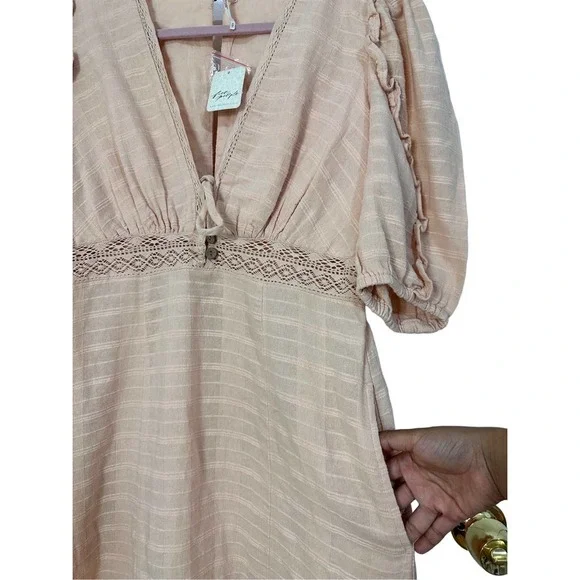 Free People Slow Pace Midi Size Medium Brand New Peach‎ Pink Salmon - Picture 9 of 12